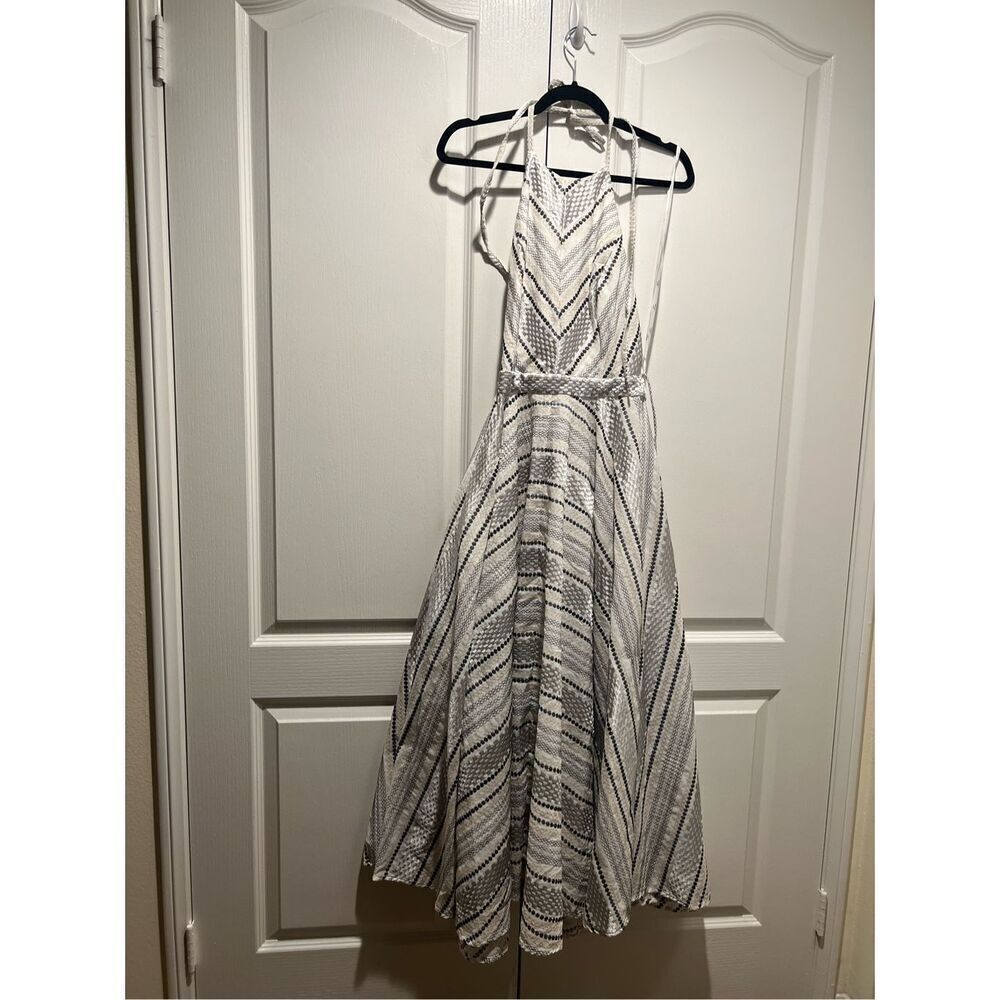 LACE the Label White  gold jacquard Midi Halter Dress Vacation size S NWT$590 - Picture 4 of 5